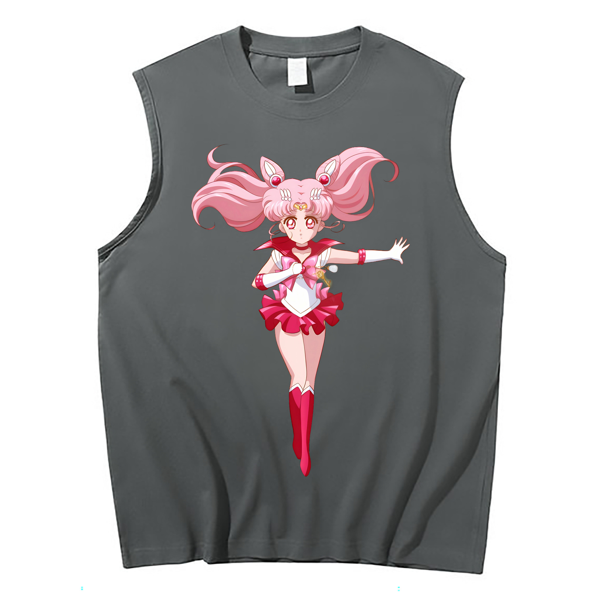 （画像用） 美少女戦士セーラームーン ちびうさ Sailor Moon Chibiusa Tsukino Usagi Small Lady Serenity コットン100％タンクトップ（フロントプリント）